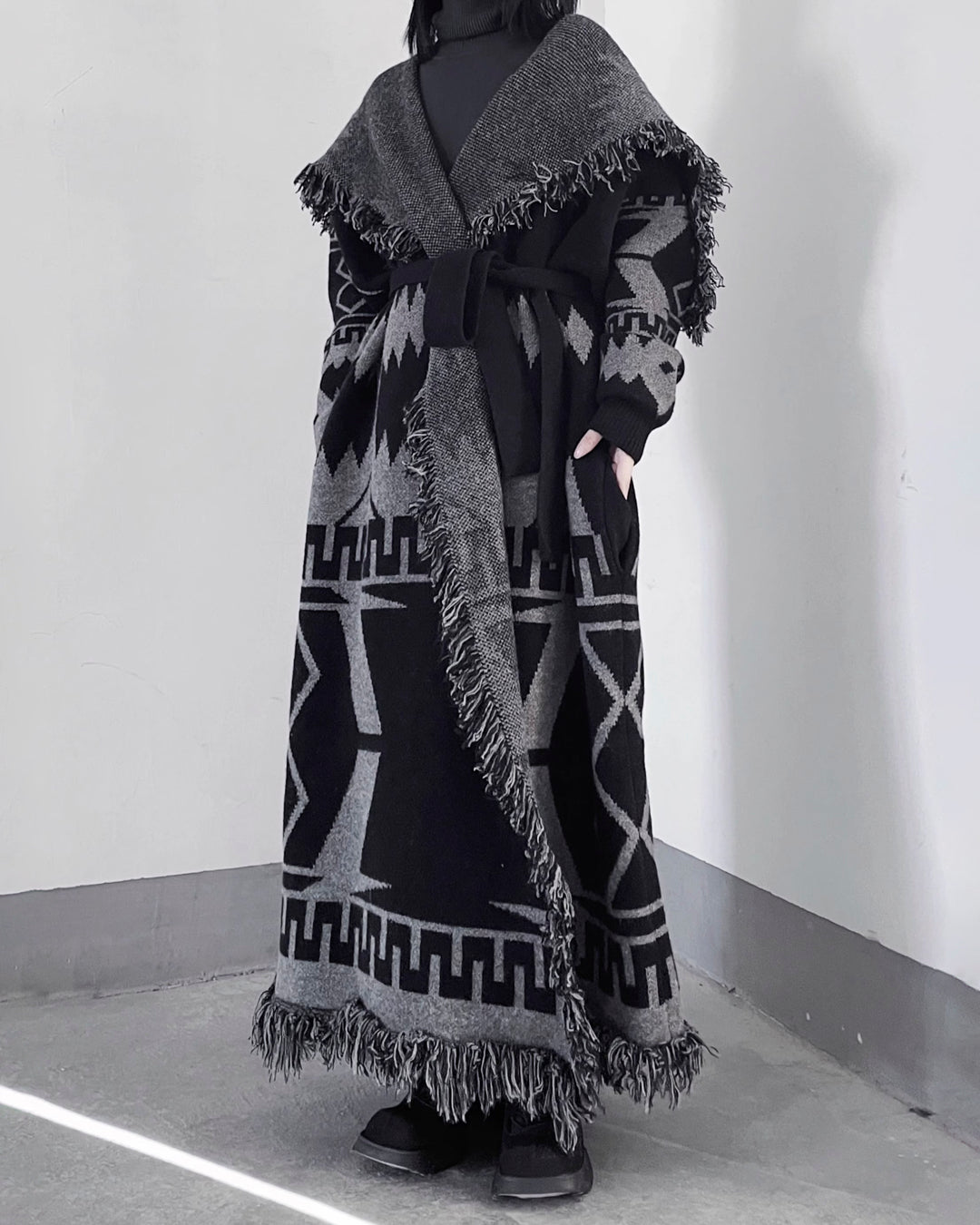 ♥NATIVE PATTERN PONCHO COAT