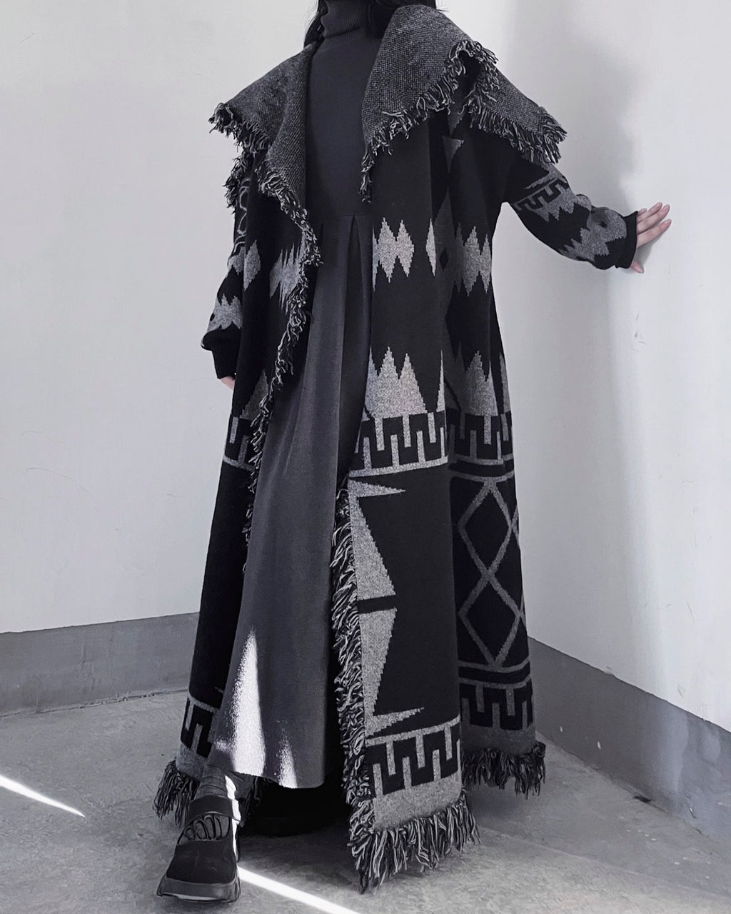 ♥NATIVE PATTERN PONCHO COAT