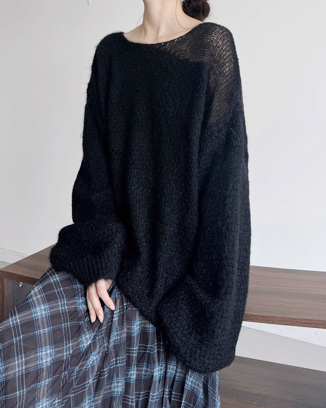 ♥SHEER PANEL RELAXED KNIT