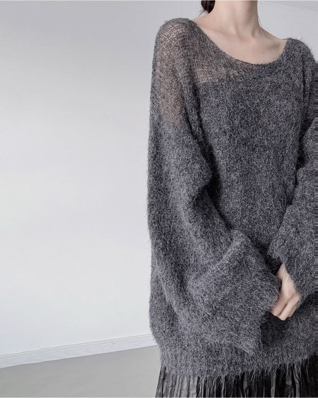 ♥SHEER PANEL RELAXED KNIT