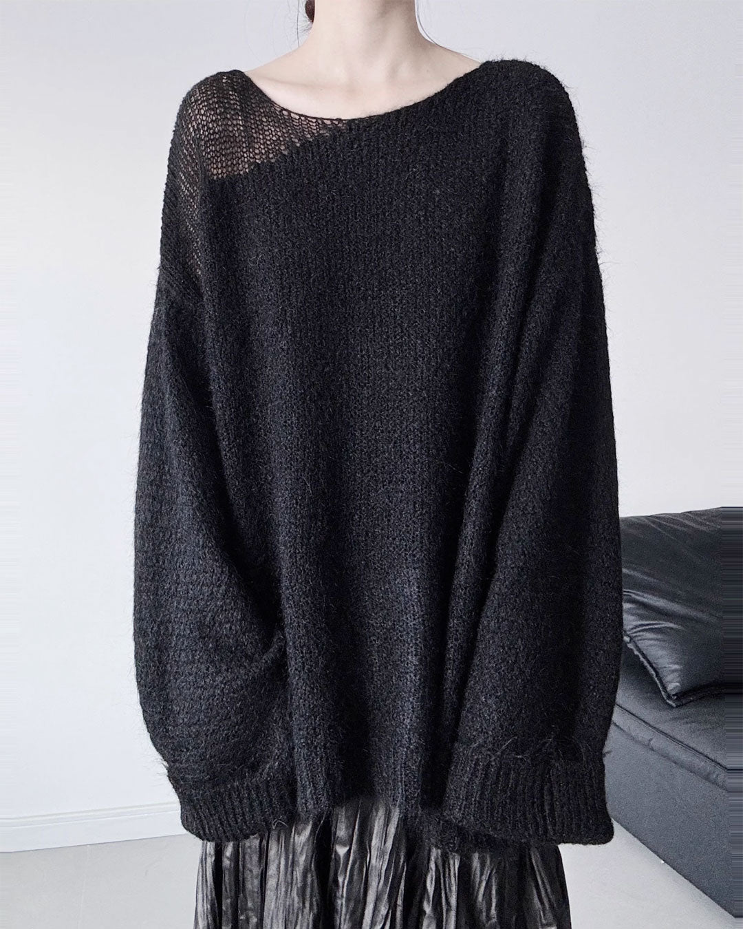 ♥SHEER PANEL RELAXED KNIT