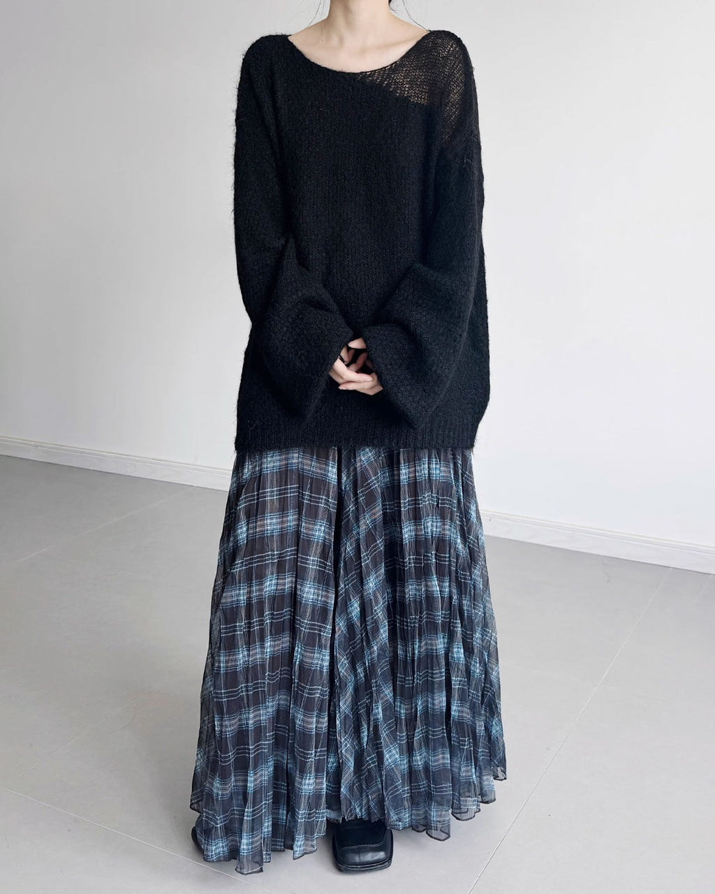 ♥SHEER PANEL RELAXED KNIT