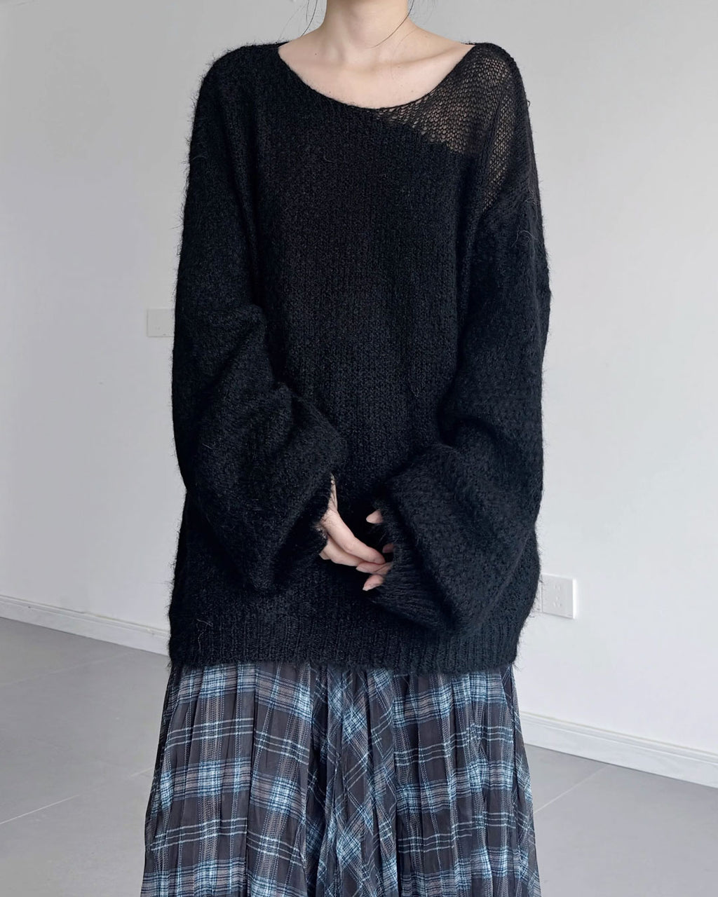 ♥SHEER PANEL RELAXED KNIT