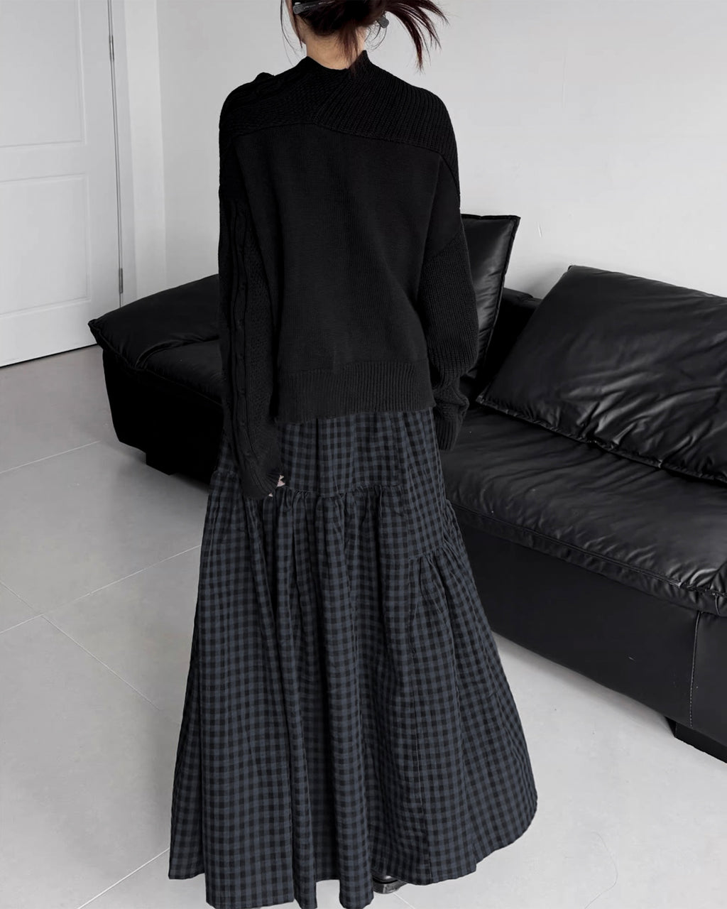 ♥ASYMMETRIC TEXTURE MIX KNIT CARDIGAN