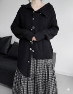 ♥ASYMMETRIC TEXTURE MIX KNIT CARDIGAN
