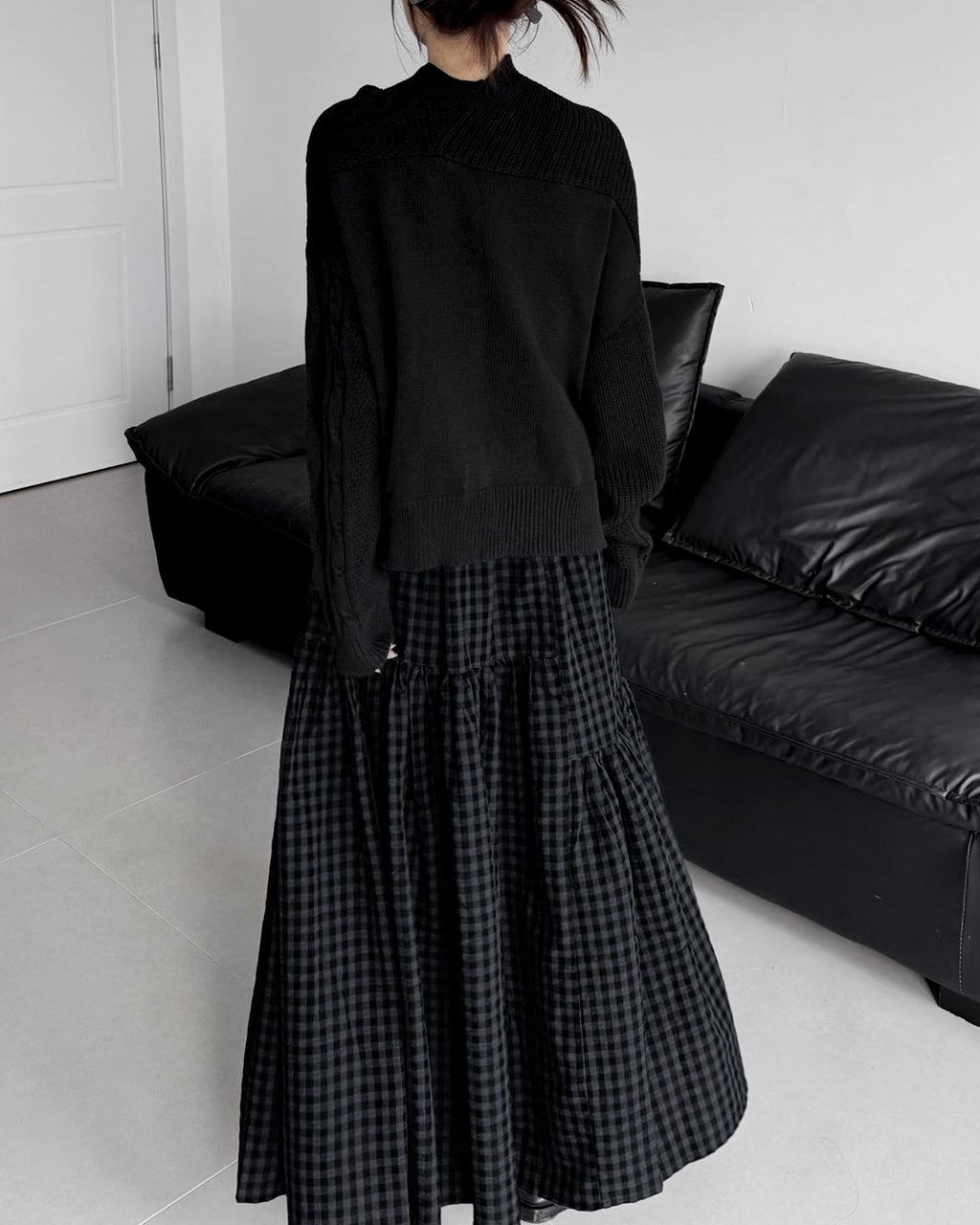 ♥ASYMMETRIC TEXTURE MIX KNIT CARDIGAN