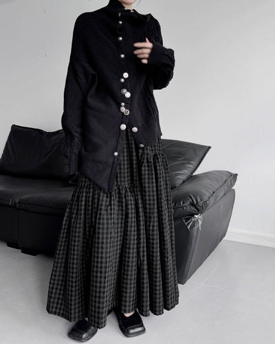 ♥ASYMMETRIC TEXTURE MIX KNIT CARDIGAN