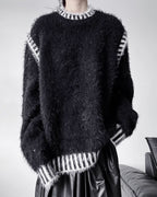 ♥GLITTER SHAGGY LINE RIB KNIT