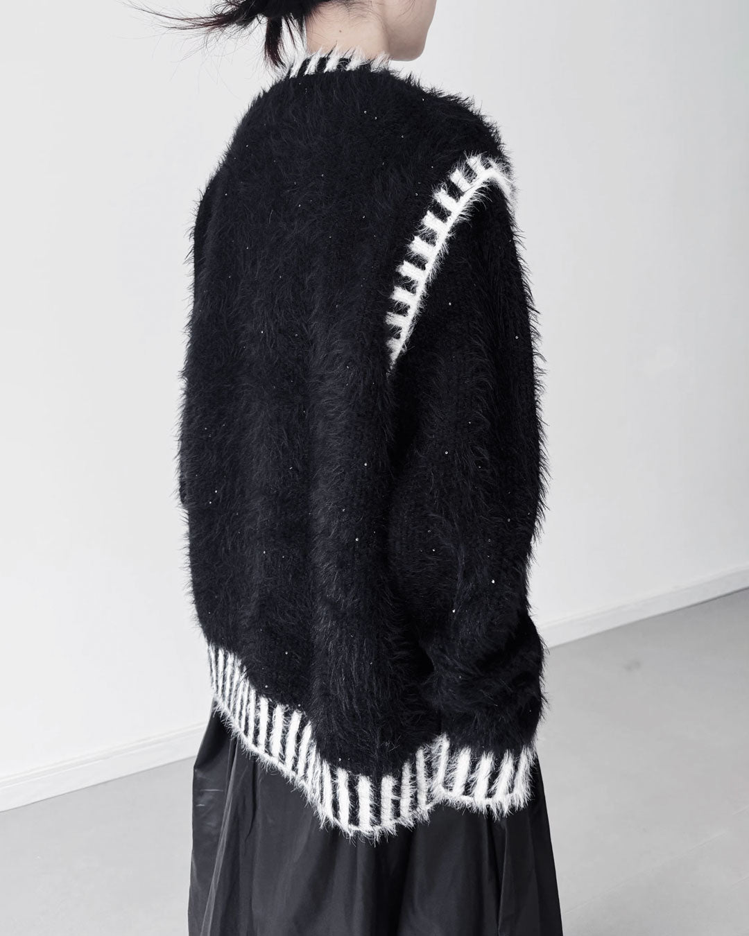 ♥GLITTER SHAGGY LINE RIB KNIT