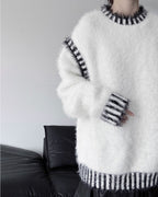 ♥GLITTER SHAGGY LINE RIB KNIT