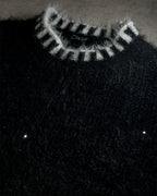 ♥GLITTER SHAGGY LINE RIB KNIT