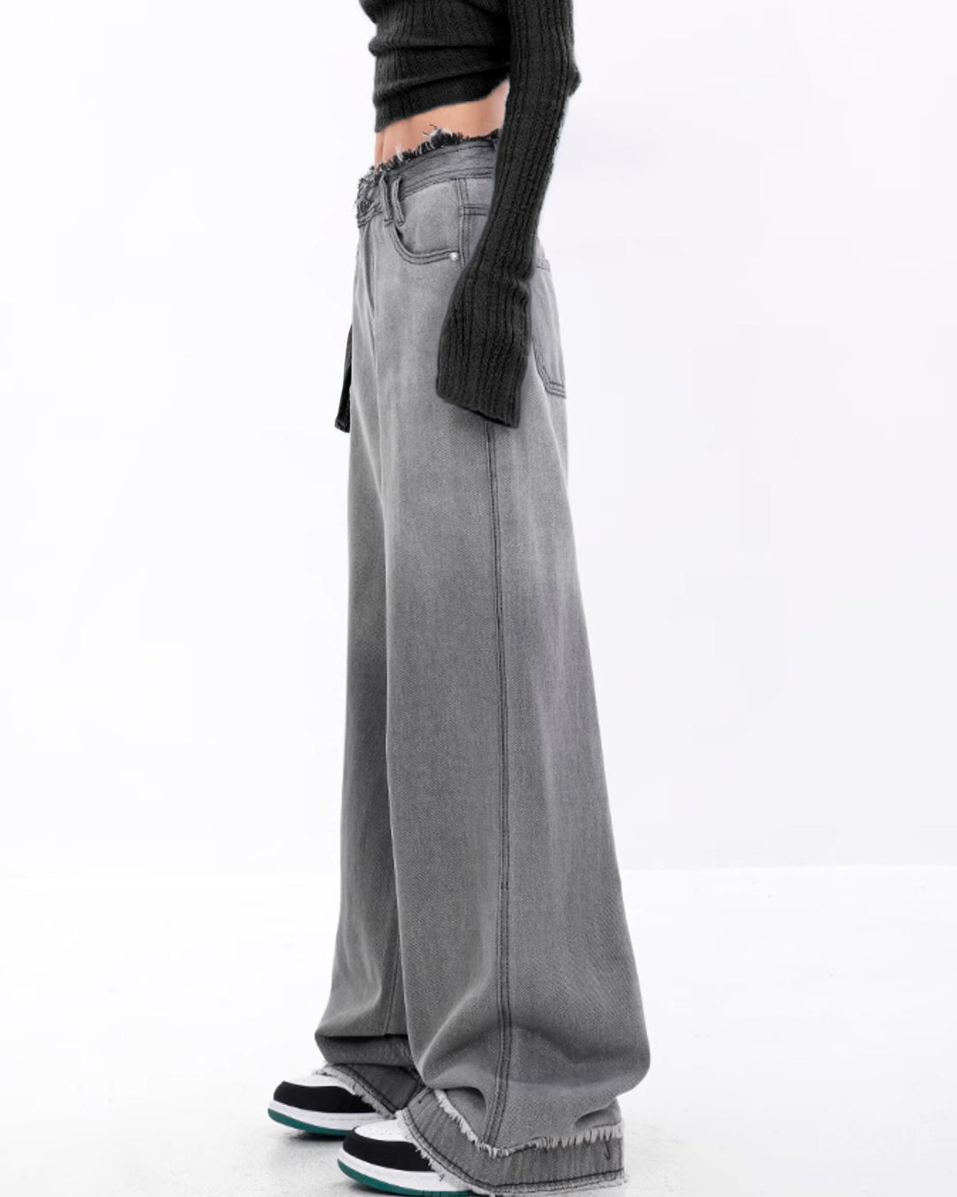 ♥URBAN FRINGE SUPER WIDE BLACK DENIM