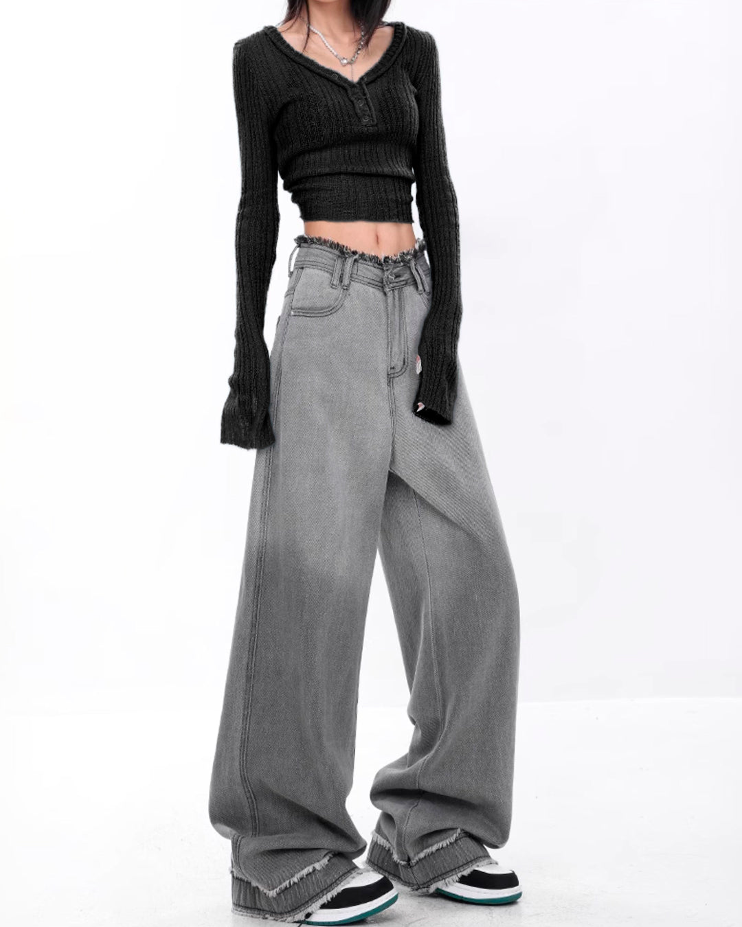 ♥URBAN FRINGE SUPER WIDE BLACK DENIM