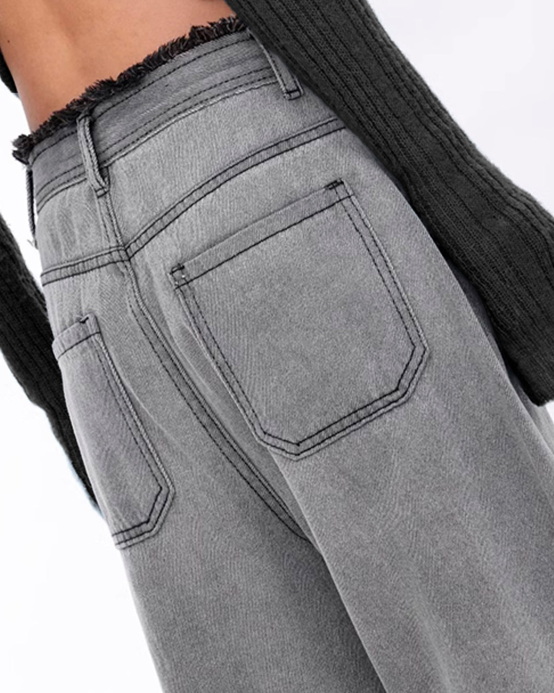 ♥URBAN FRINGE SUPER WIDE BLACK DENIM