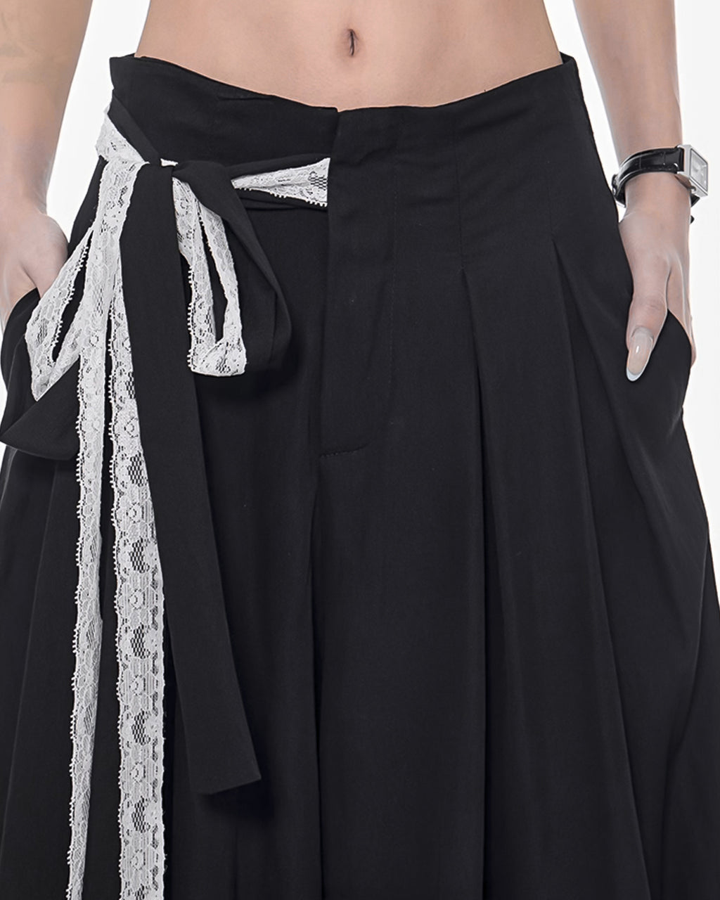 ♥LACE TIE WIDE PANTS