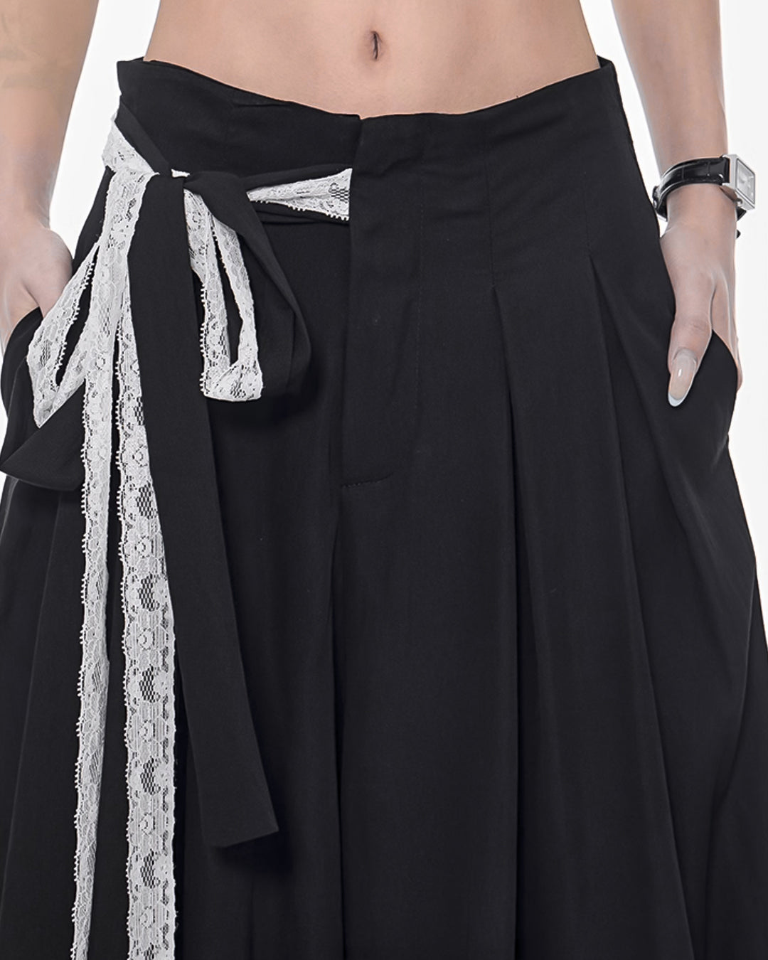 ♥LACE TIE WIDE PANTS