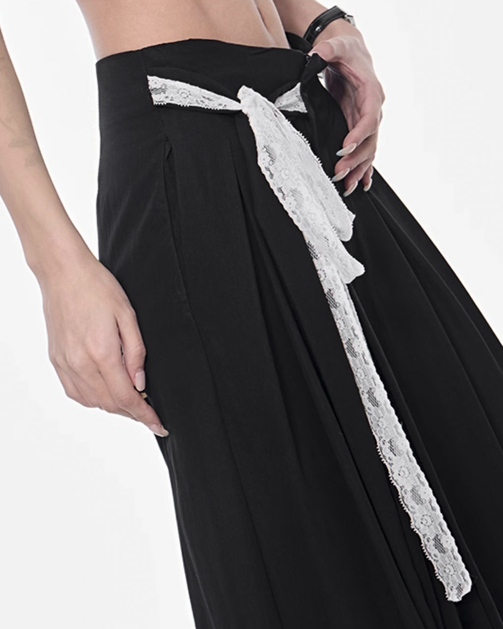 ♥LACE TIE WIDE PANTS