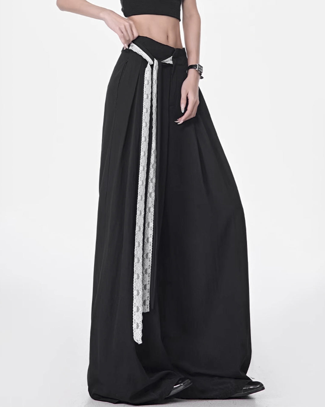 ♥LACE TIE WIDE PANTS