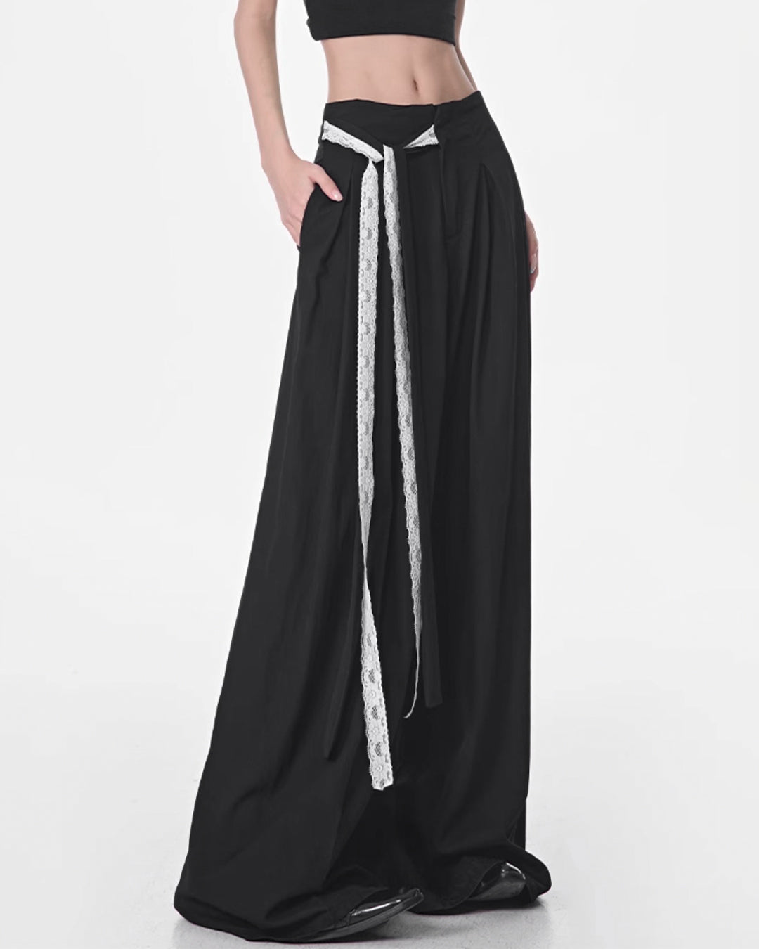 ♥LACE TIE WIDE PANTS