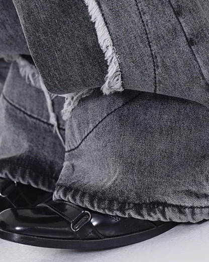 ♥CUT-OUT CURVE PANEL WIDE DENIM