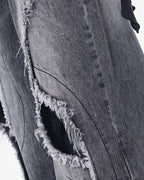 ♥CUT-OUT CURVE PANEL WIDE DENIM