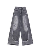 ♥CUT-OUT CURVE PANEL WIDE DENIM