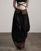 ♥CONTRAST COLLAR BARREL LEG PANTS