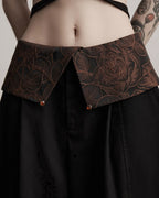 ♥CONTRAST COLLAR BARREL LEG PANTS