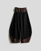 ♥CONTRAST COLLAR BARREL LEG PANTS