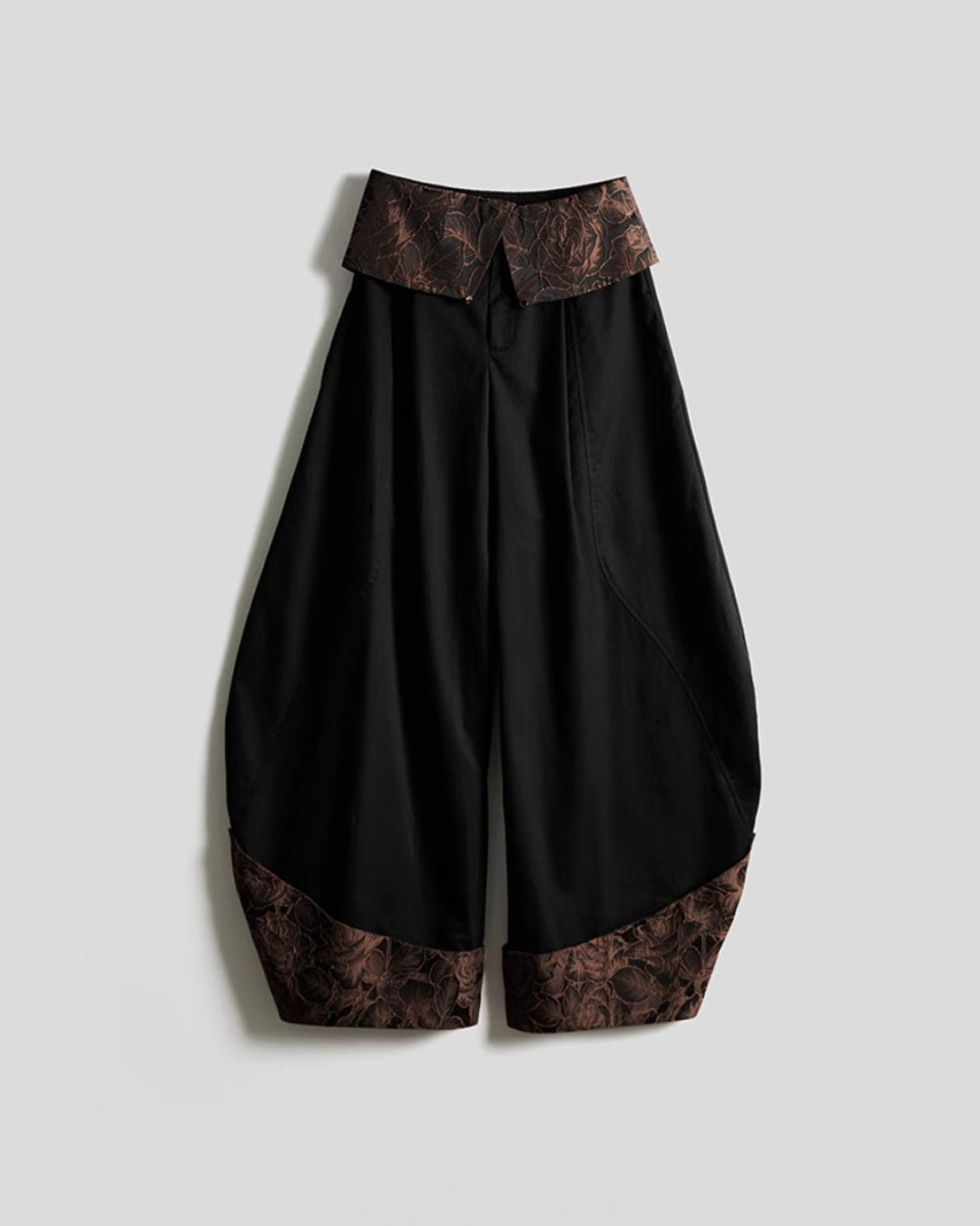 ♥CONTRAST COLLAR BARREL LEG PANTS