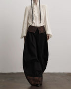 ♥CONTRAST COLLAR BARREL LEG PANTS