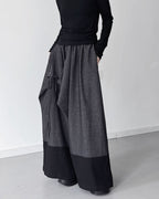 ♥TWO-TONE WIDE DRAPE PANTS