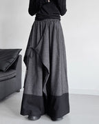 ♥TWO-TONE WIDE DRAPE PANTS