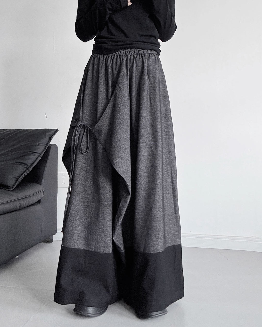 ♥TWO-TONE WIDE DRAPE PANTS