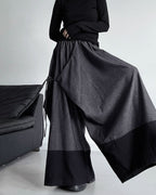 ♥TWO-TONE WIDE DRAPE PANTS