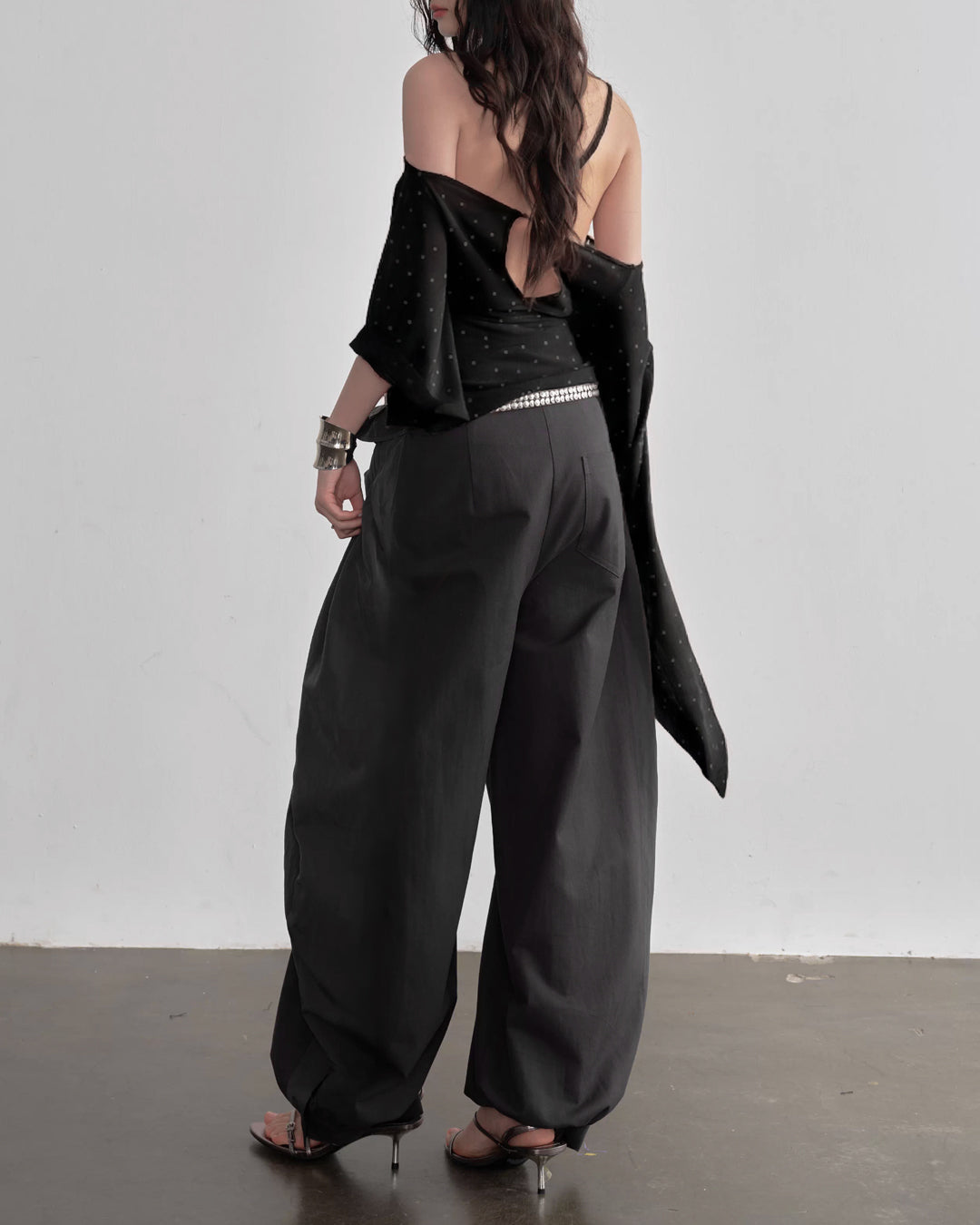 ♥PLEATED DRAWSTRING HEM LANTERN PANTS