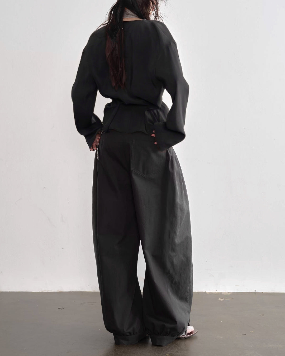 ♥PLEATED DRAWSTRING HEM LANTERN PANTS