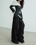 ♥DOUBLE WAIST WIDE CARGO PANTS