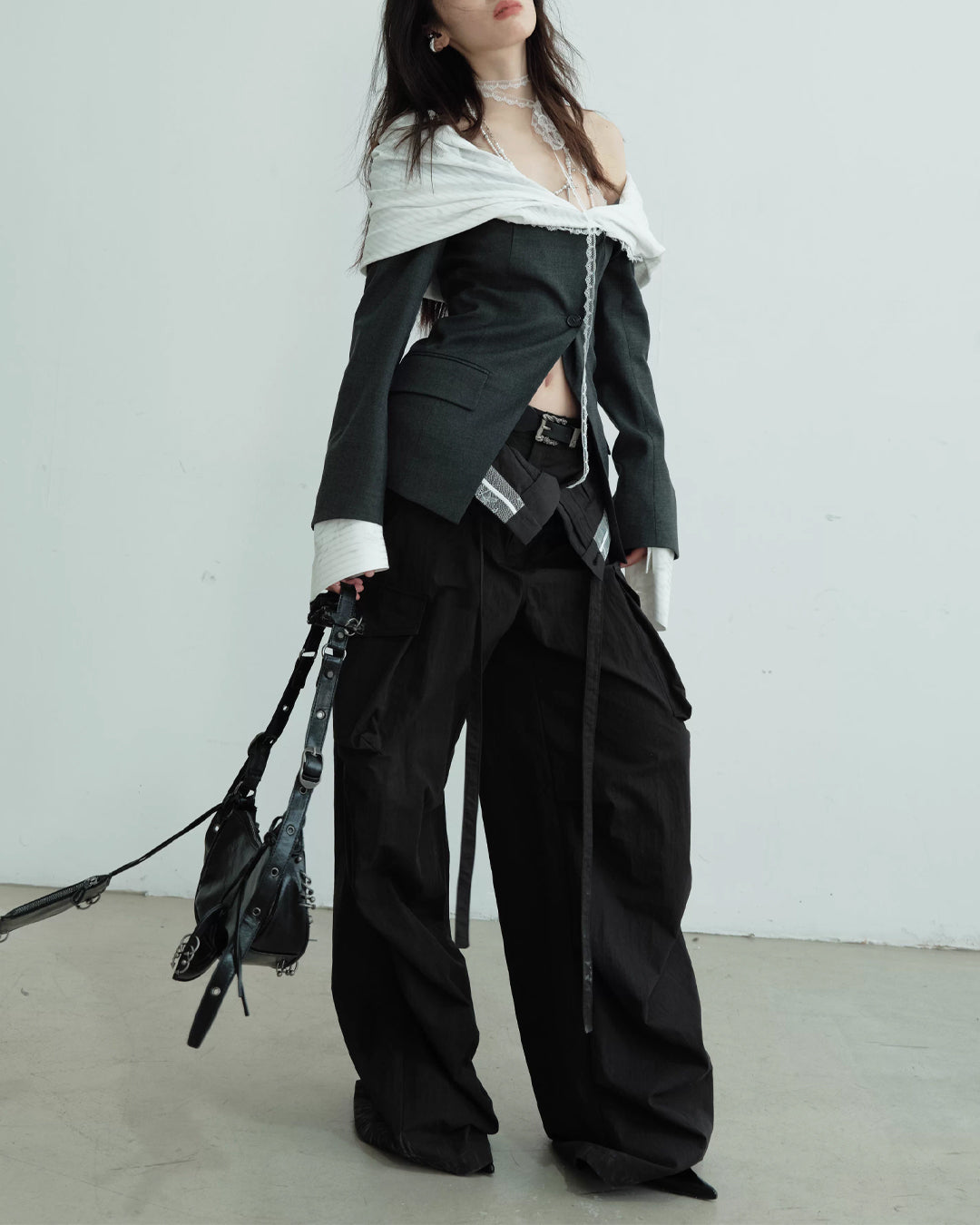 ♥DOUBLE WAIST WIDE CARGO PANTS
