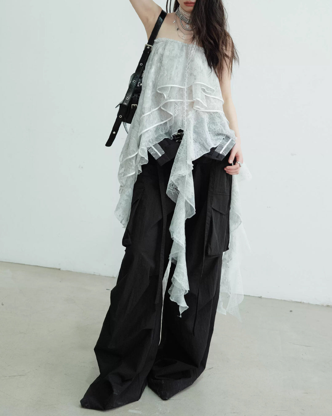 ♥DOUBLE WAIST WIDE CARGO PANTS