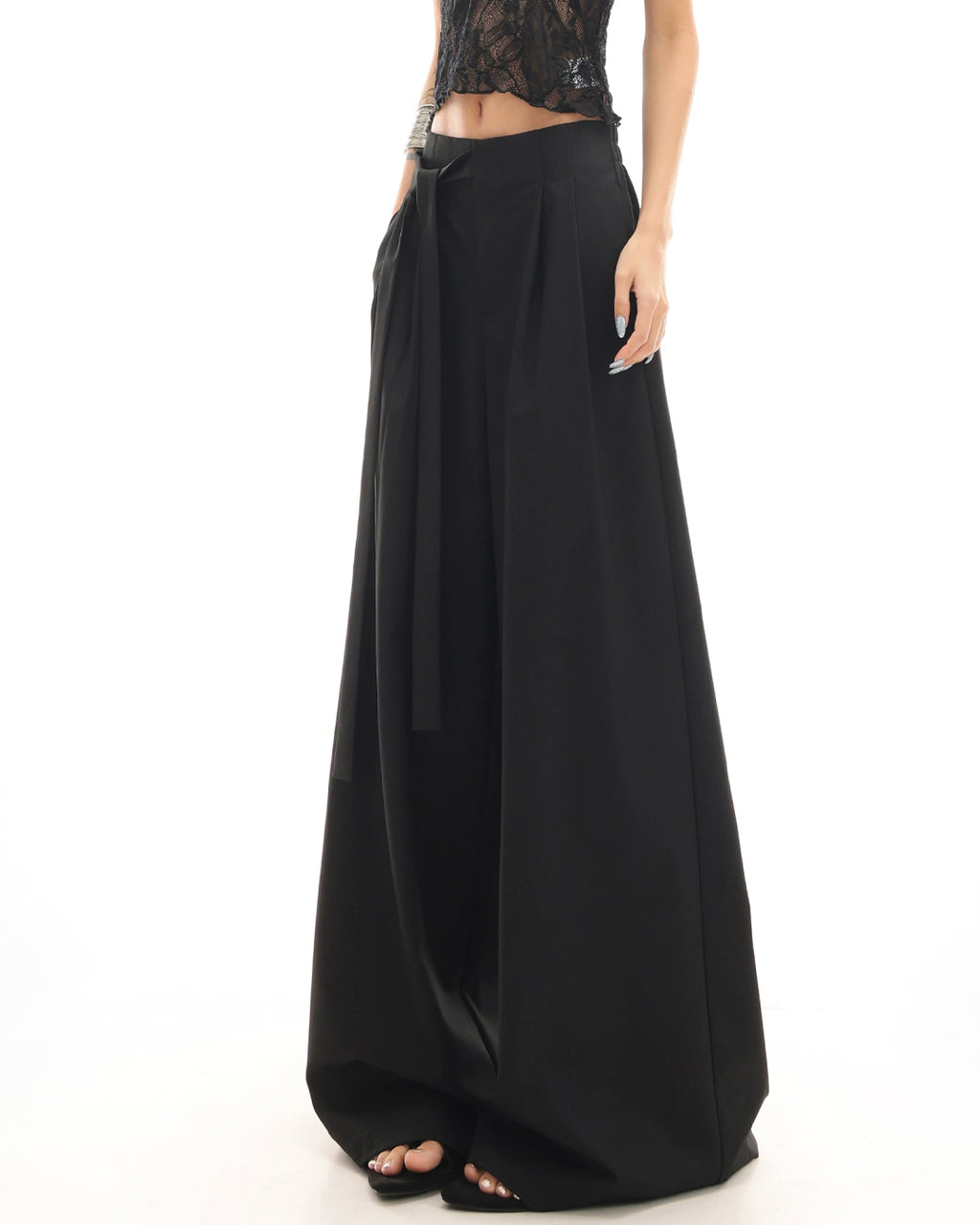 ♥TUCKED WIDE LEG TIE PANTS