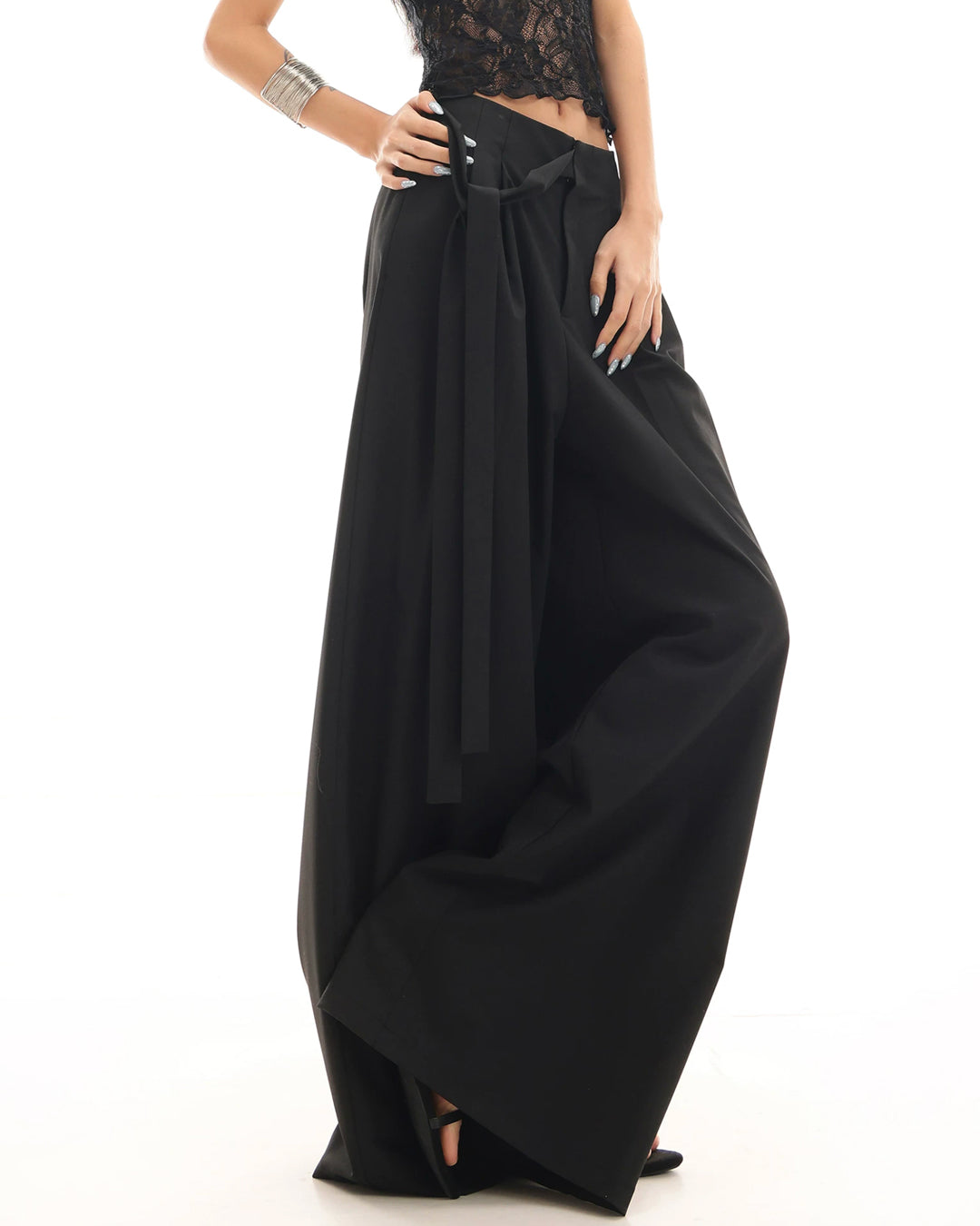 ♥TUCKED WIDE LEG TIE PANTS