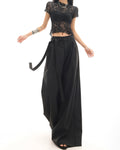 ♥TUCKED WIDE LEG TIE PANTS