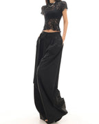 ♥TUCKED WIDE LEG TIE PANTS