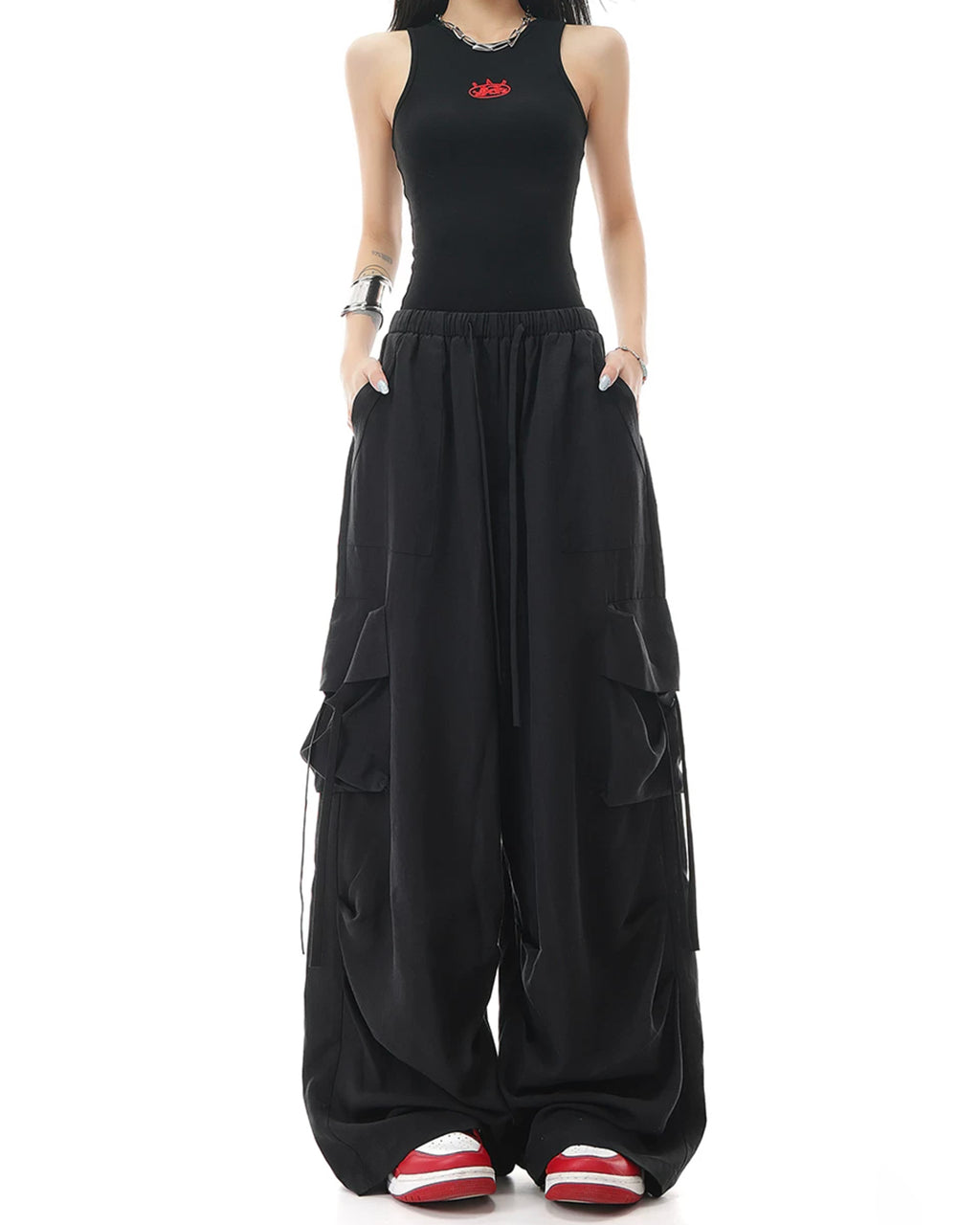 ♥DRAPED WIDE CARGO PANTS