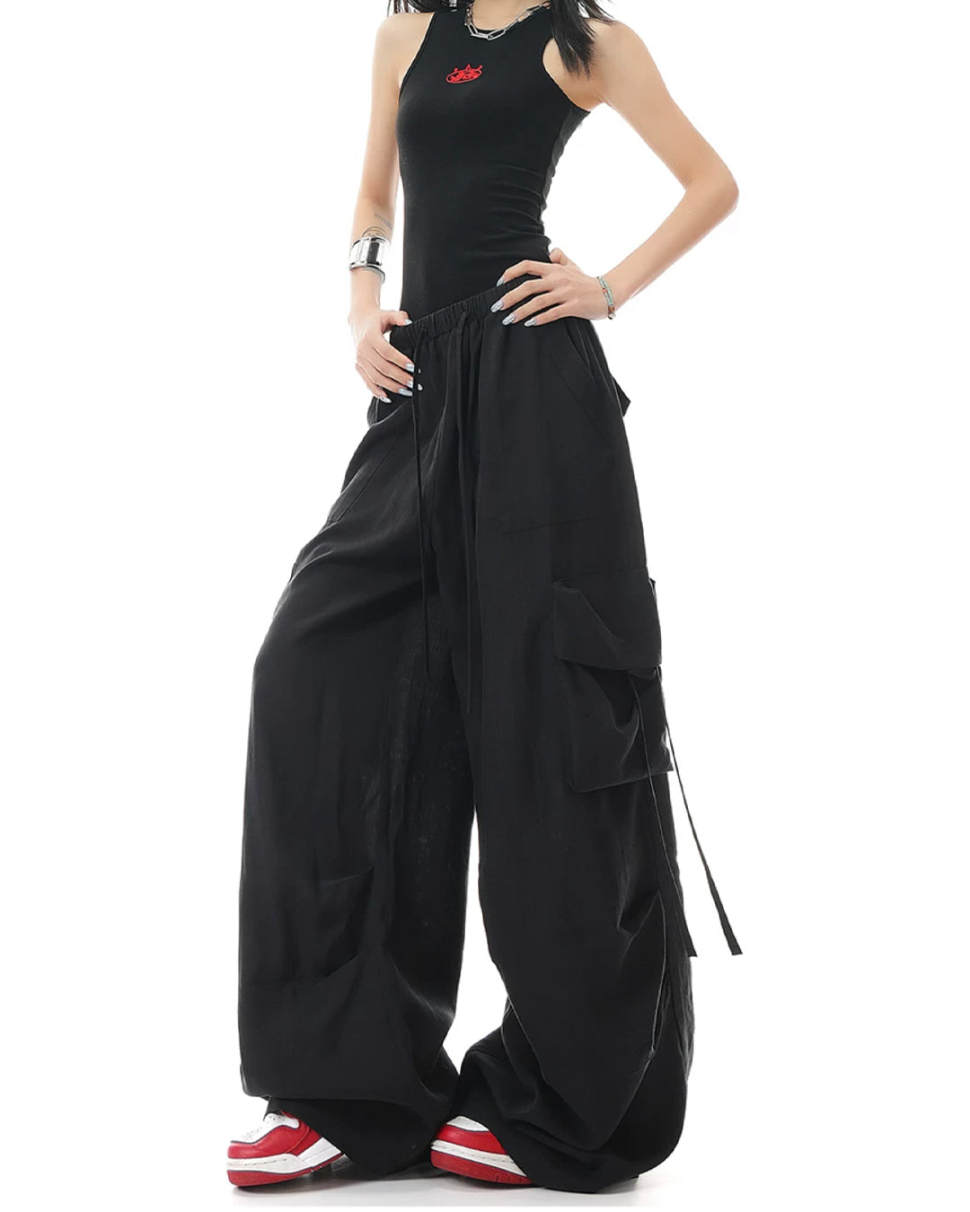 ♥DRAPED WIDE CARGO PANTS