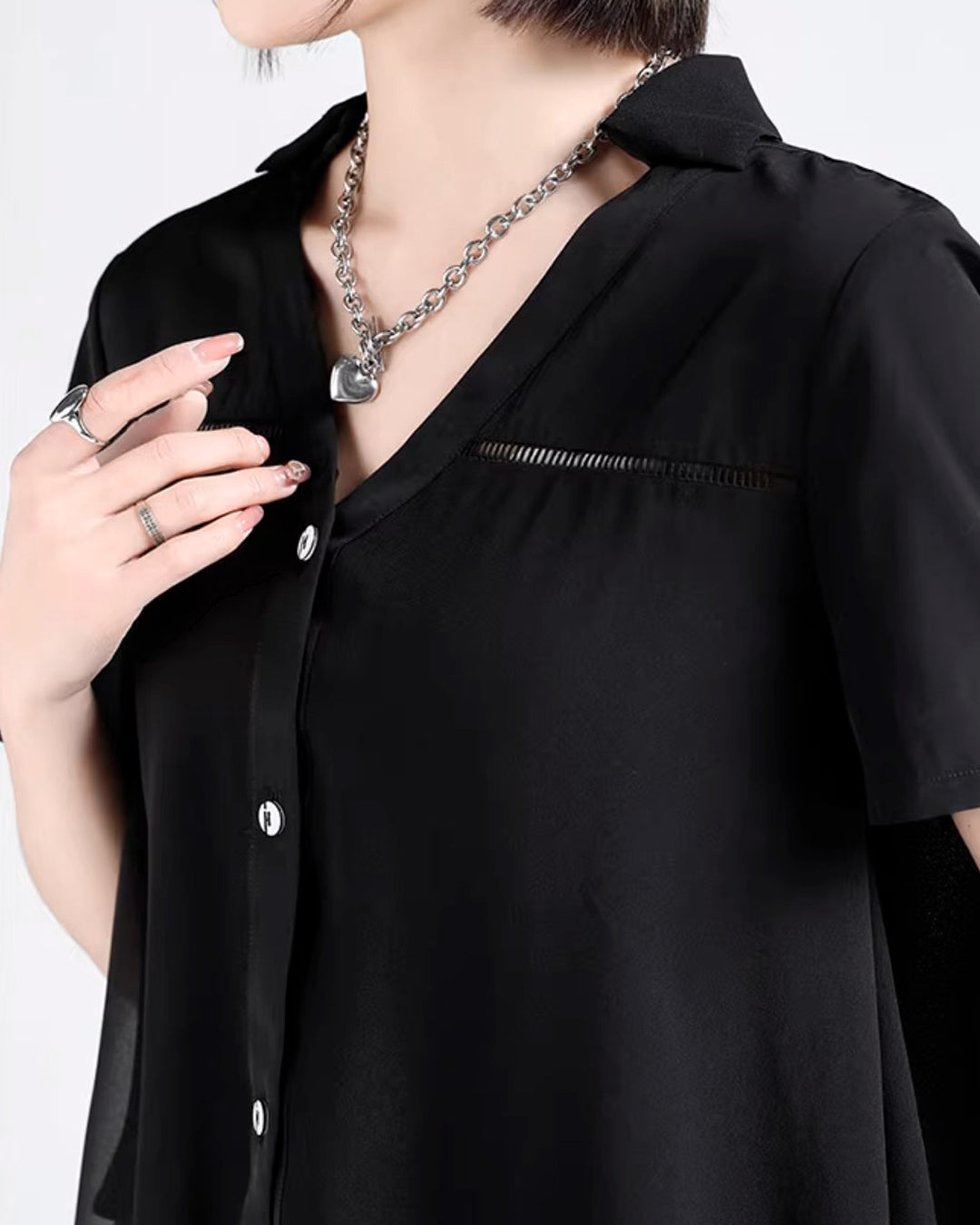 ♥IRREGULAR HEM CHIFFON SHIRT