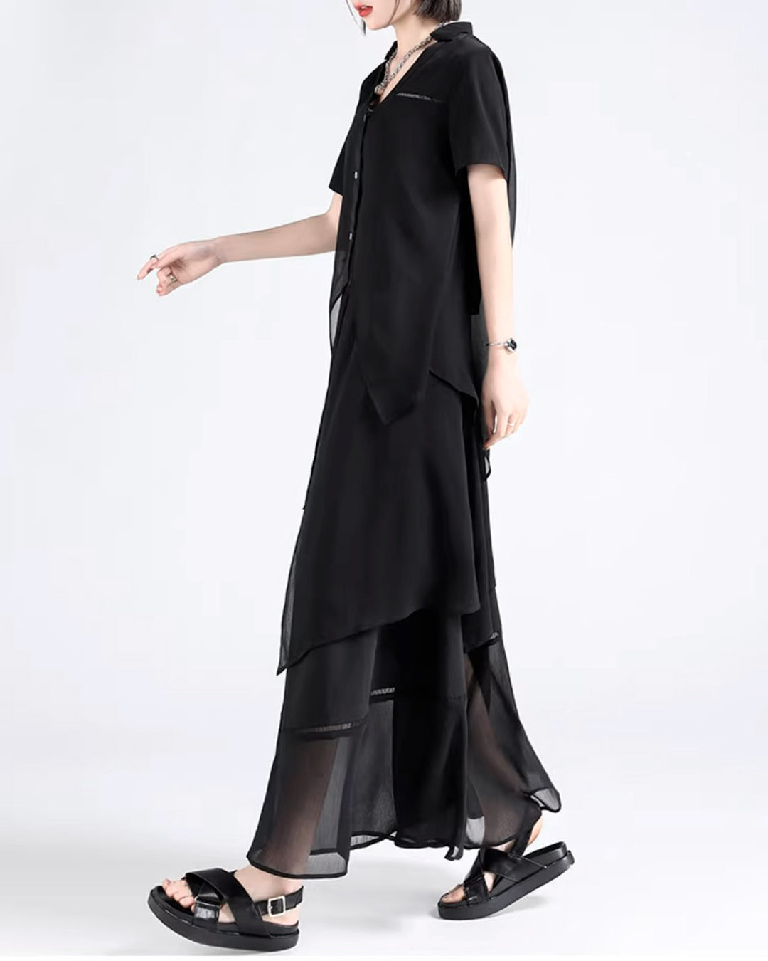 ♥IRREGULAR HEM CHIFFON SHIRT