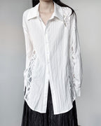 ♥CURVED LACE PANEL LONG SHIRT