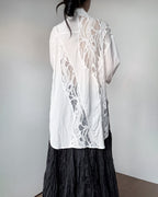 ♥CURVED LACE PANEL LONG SHIRT